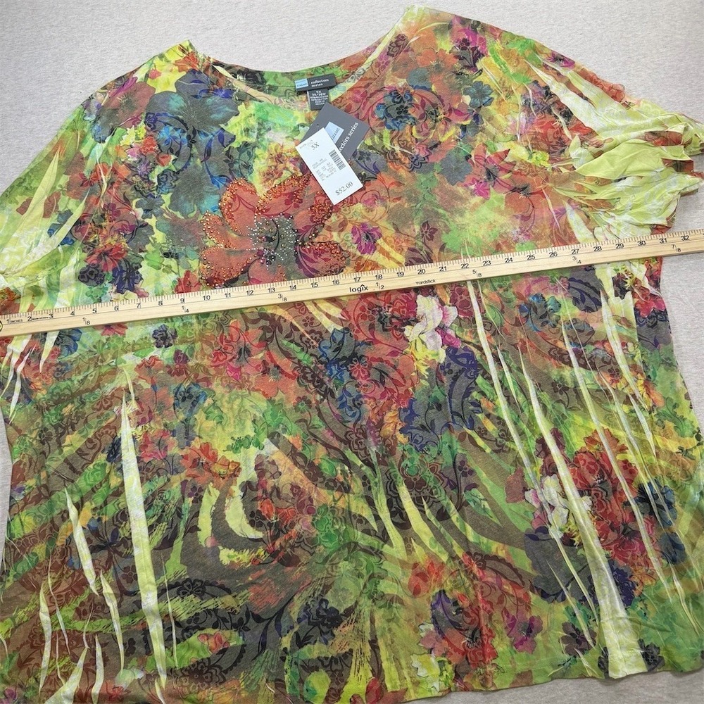 Liz & Me Tunic Blouse Womens 5XL Multicolor Floral Butterfly Rhinestone - Picture 5 of 9